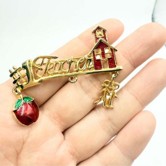 Vintage Grandma Teacher Mom Noel Dangle Brooches Lot KIS - Picture 7 of 10